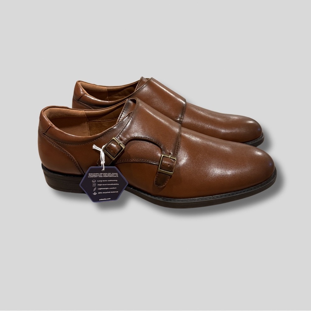 NWT Apt. 9 Men's Howiee Monk Strap Leather Dress Shoes w/ Ortholite Insoles